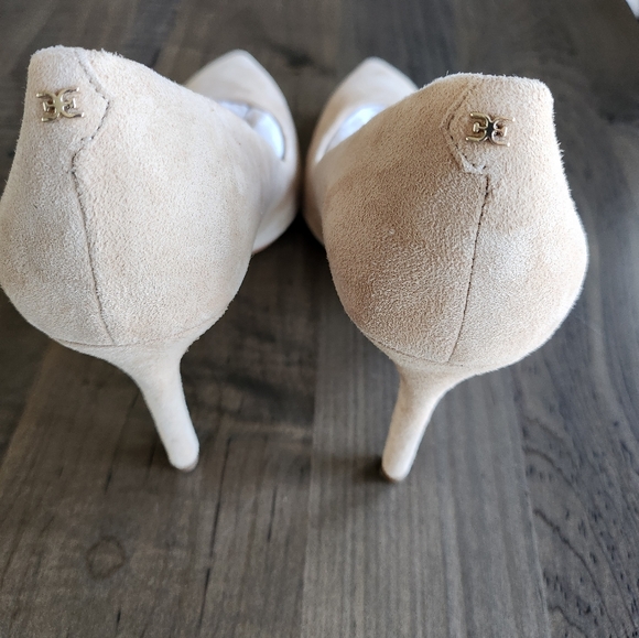 Sam Edelman Nude Taupe Tan Cream Suede Hazel Pointed Toe Heels Pumps - Picture 2 of 4